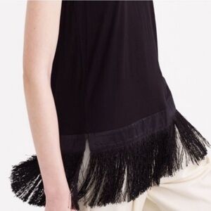 J. Crew Women's Black Tassel Fringed Hem Sleeveless Blouse‎